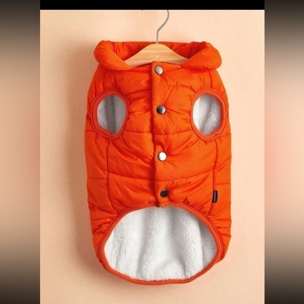 Orange Fleece Lined Snap front dog jacket, NWT - Picture 3 of 7